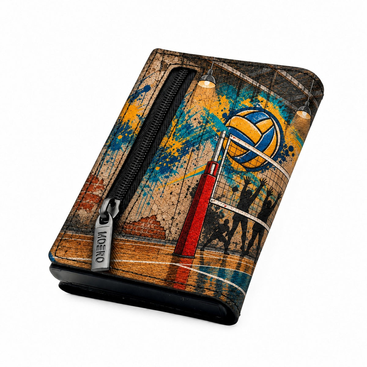 Moero Pro - Teddy Volley - Sport Limited Edition – Portafoglio RFID in Vera Pelle Saffiano con Chiusura Magnetica e Portamonete Zip