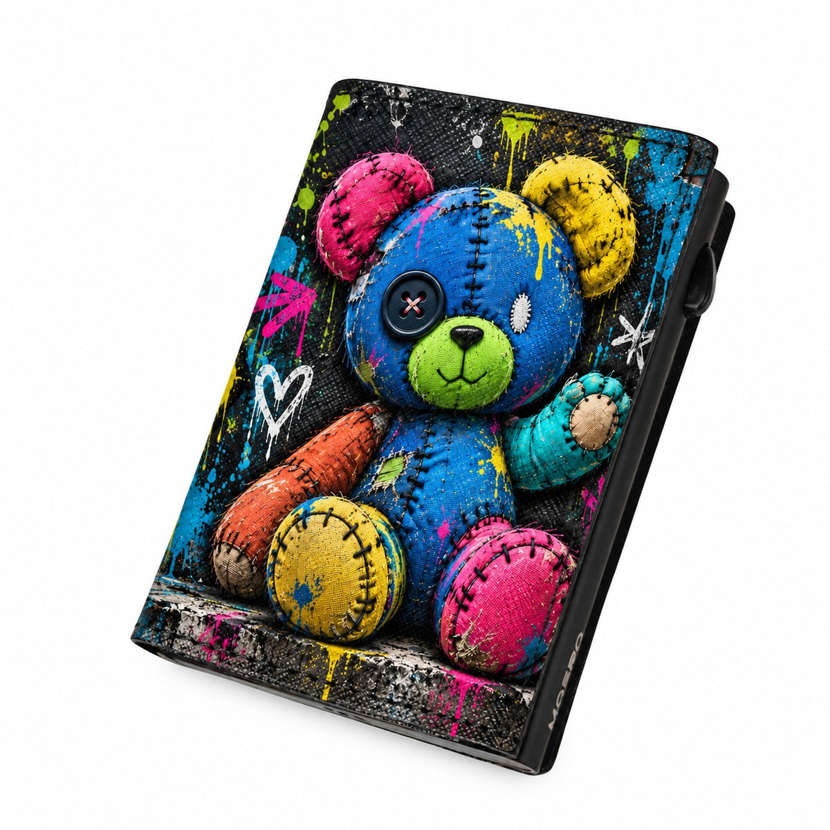 Moero Pro Zip - Teddy Stay Odd - Limited Edition – Portafoglio RFID in Vera Pelle Saffiano con Chiusura Magnetica e Portamonete Zip
