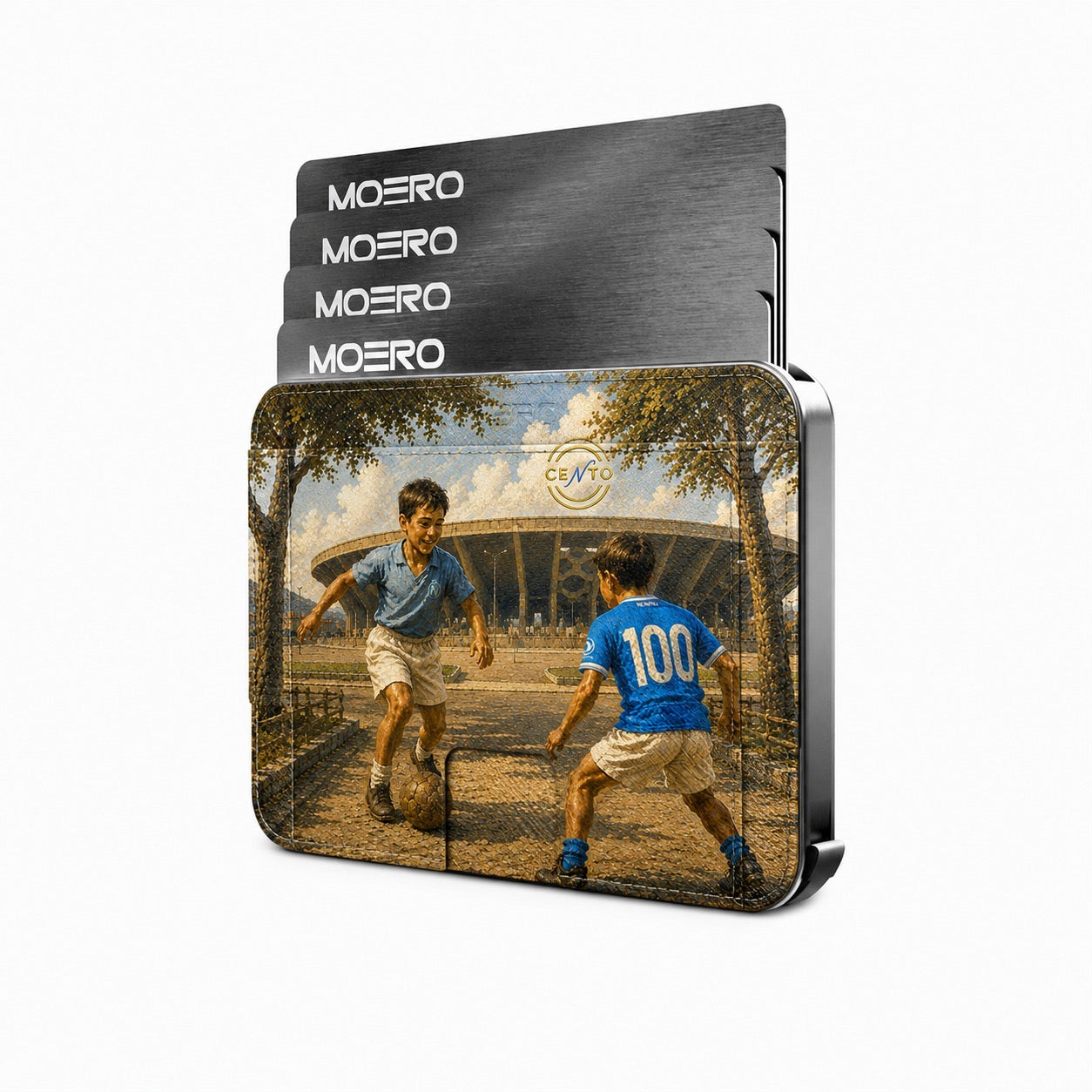 Moero M2 Pro - Napoli Centenary - Limited Edition - MagSafe Wallet – Portafoglio RFID in Alluminio e Vera Pelle Saffiano Antigraffio