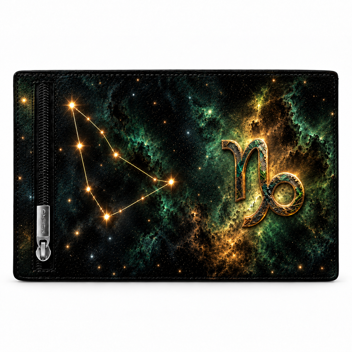 Moero Pro – Capricorno – Zodiac Limited Edition – Portafoglio RFID in Vera Pelle Saffiano con Chiusura Magnetica e Portamonete Zip