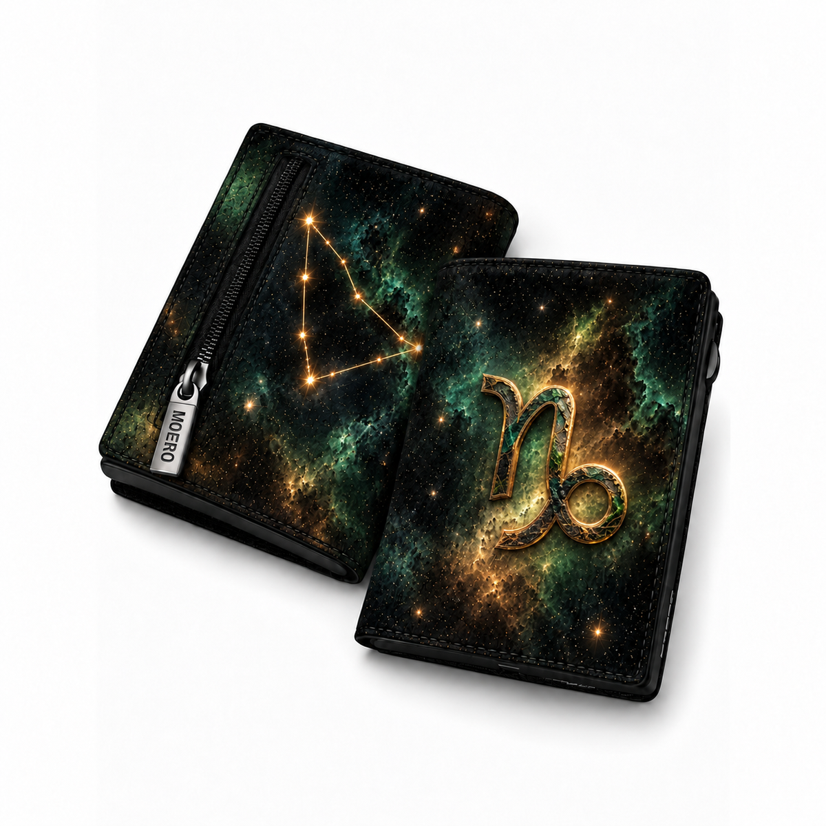 Moero Pro – Capricorno – Zodiac Limited Edition – Portafoglio RFID in Vera Pelle Saffiano con Chiusura Magnetica e Portamonete Zip