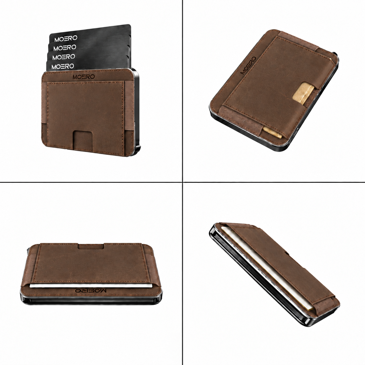 Moero M2 ULTRA Crazy Horse MagSafe Wallet con Apple Find My Integrato – Portafoglio RFID in Alluminio e Vera Pelle