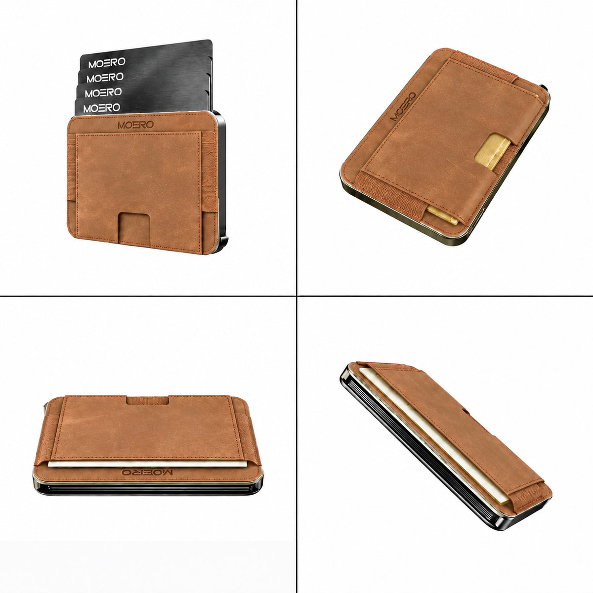 Moero M2 ULTRA Crazy Horse MagSafe Wallet con Apple Find My Integrato – Portafoglio RFID in Alluminio e Vera Pelle