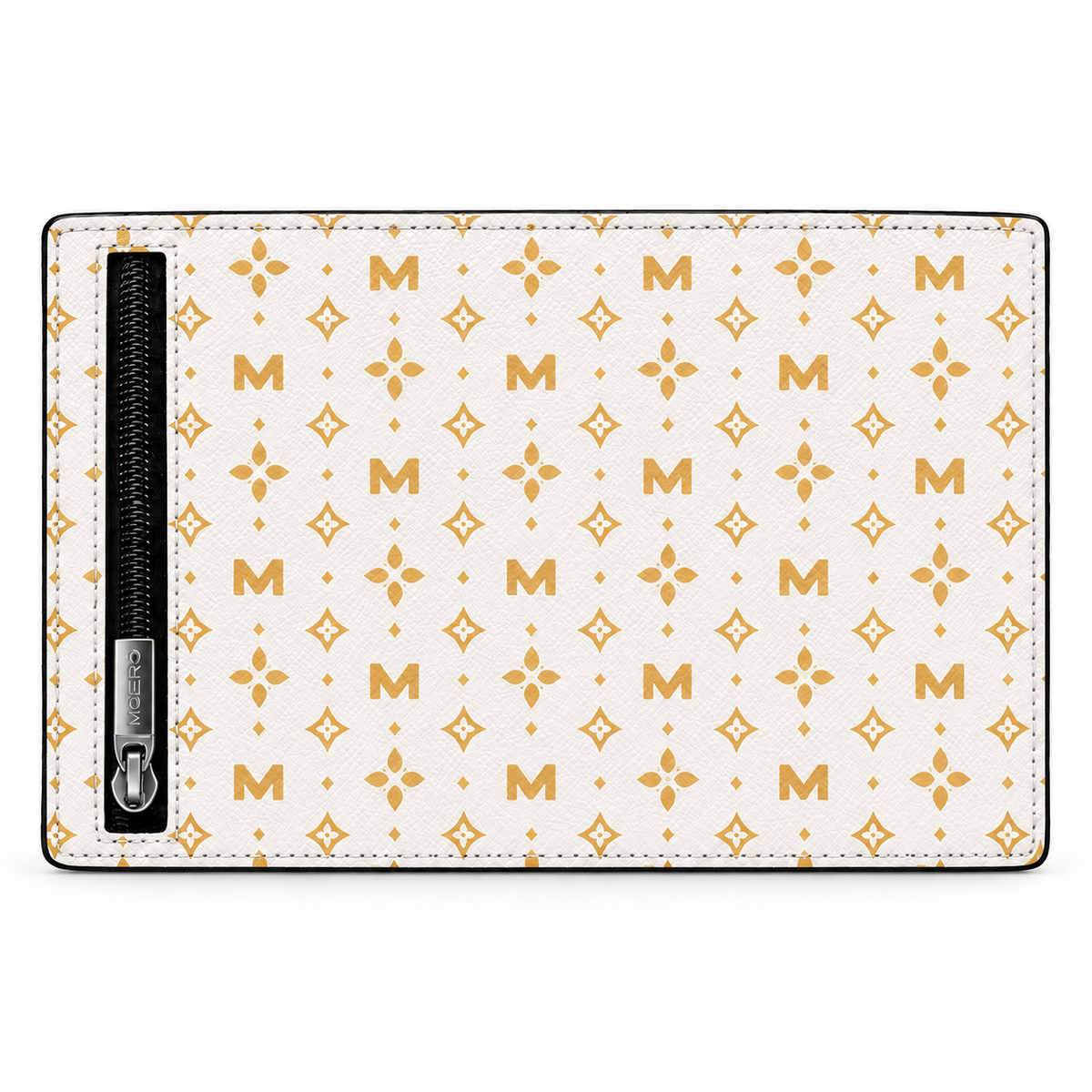 Moero Pro Zip – Monogram Gold – Limited Edition – Portafoglio RFID in Vera Pelle Saffiano con Chiusura Magnetica e Portamonete Zip - portacarte gold