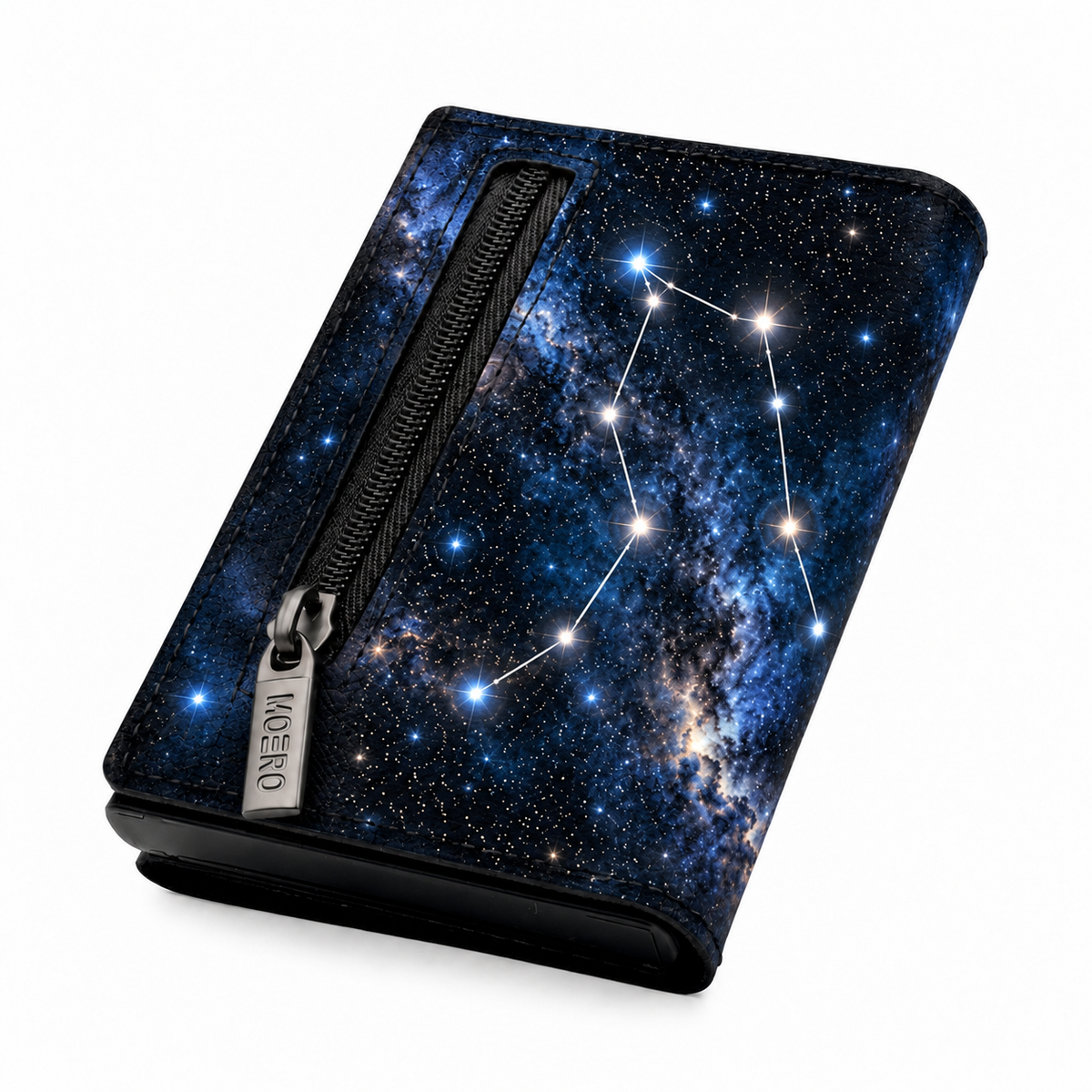 Moero Pro – Gemelli – Zodiac Limited Edition – Portafoglio RFID in Vera Pelle Saffiano con Chiusura Magnetica e Portamonete Zip