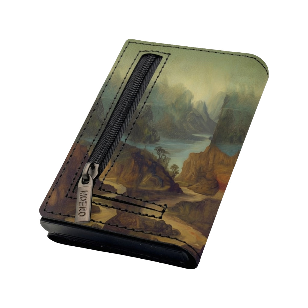 Moero Gioconda Limited Edition – Portafoglio RFID in Vera Pelle Saffiano con Chiusura Magnetica e Portamonete Zip