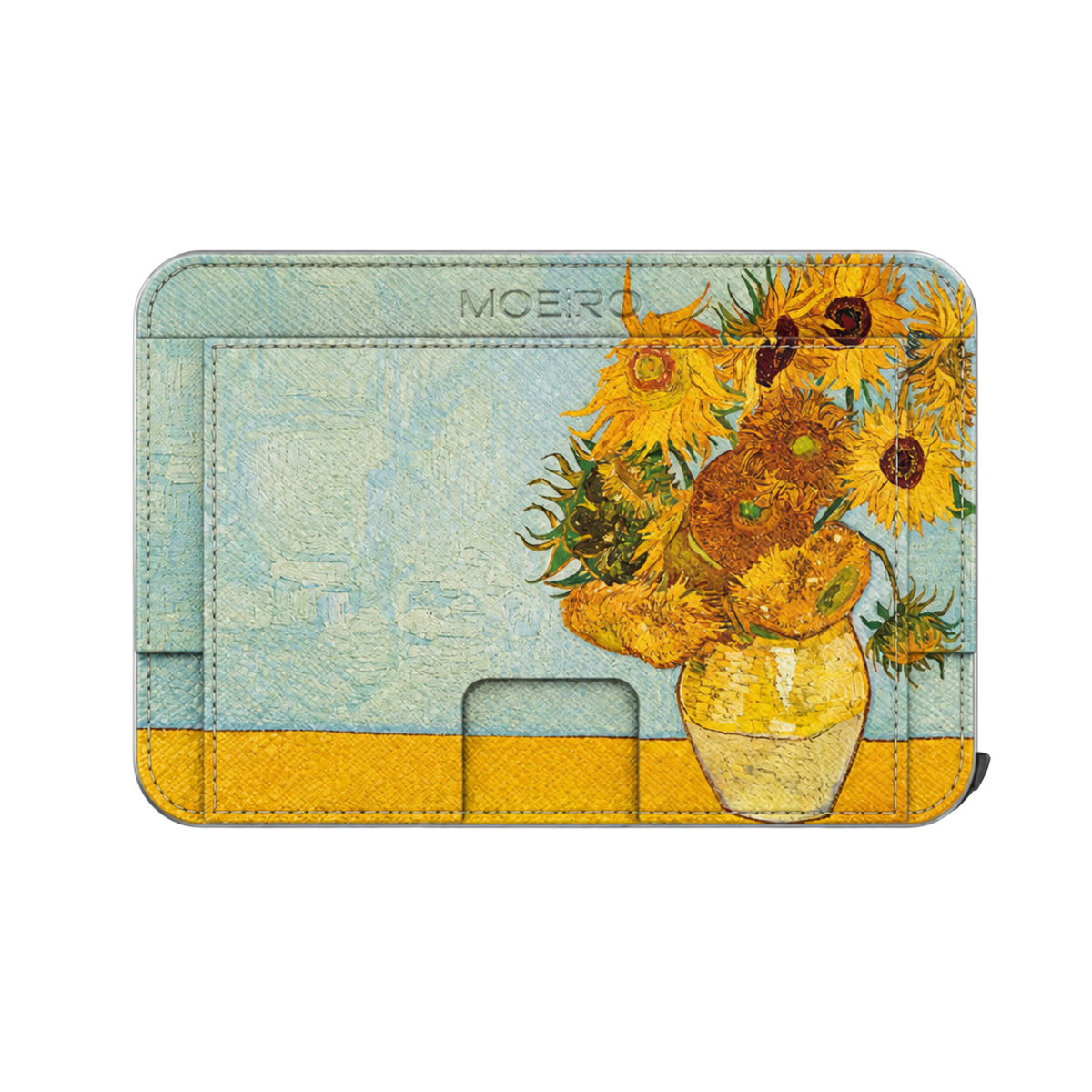 Moero M2 Pro - Girasoli Limited Edition - MagSafe Wallet – Portafoglio RFID in Alluminio e Vera Pelle Saffiano Antigraffio