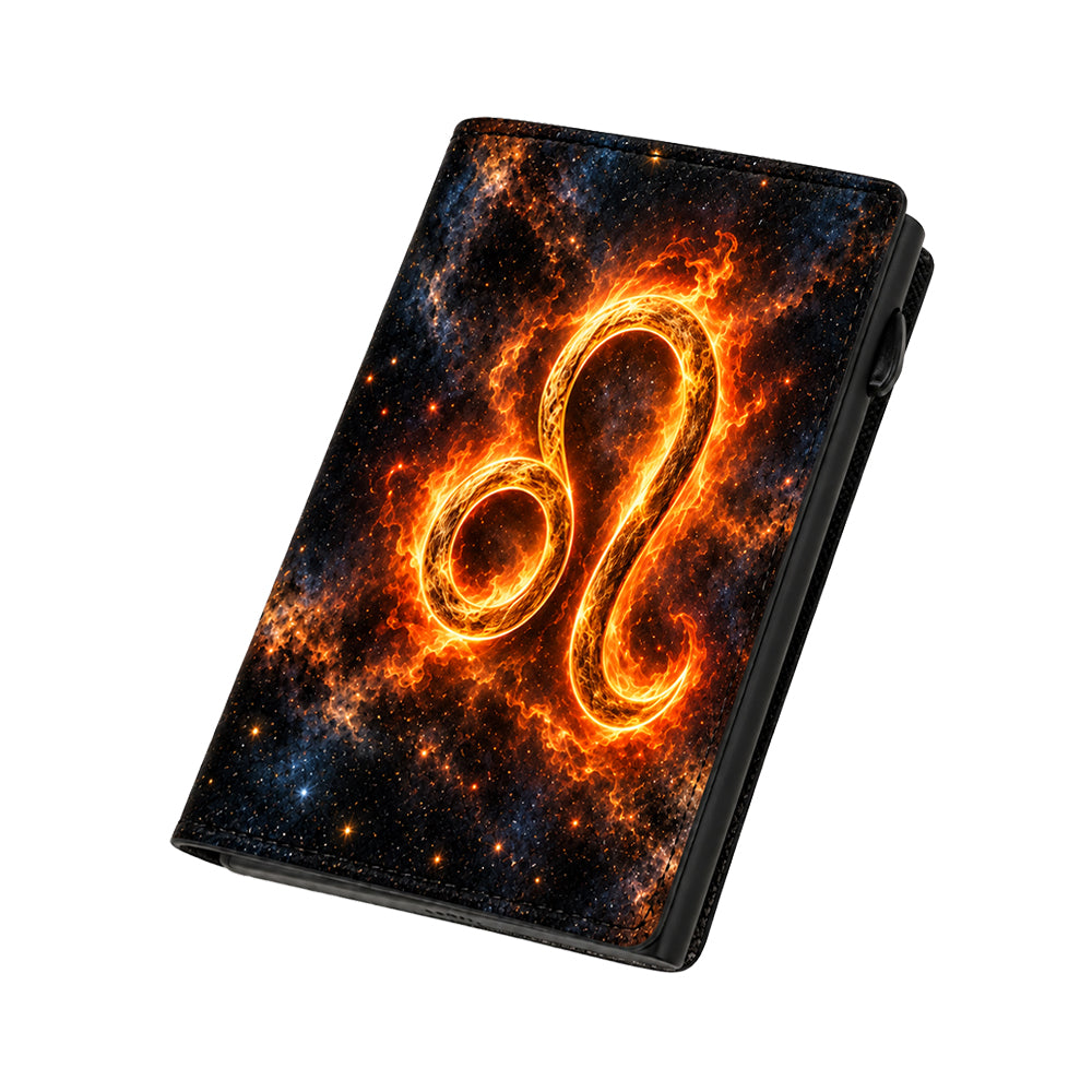 Moero Pro Zip – Leone – Zodiac Limited Edition – Portafoglio RFID in Vera Pelle Saffiano con Chiusura Magnetica e Portamonete Zip