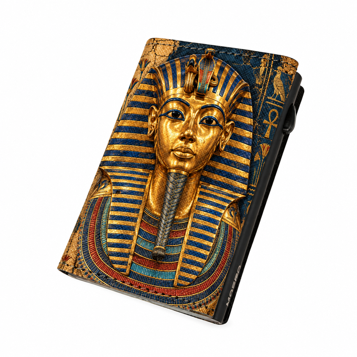 Moero Pro Zip – Tutankhamon – Egypt Limited Edition – Portafoglio RFID in Vera Pelle Saffiano con Chiusura Magnetica e Portamonete Zip