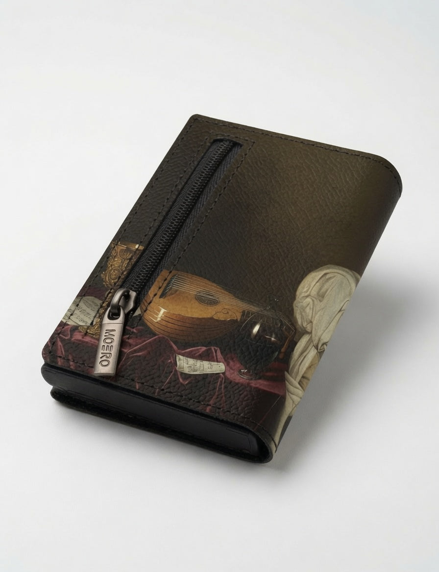 Moero Bacco Limited Edition – Portafoglio RFID in Vera Pelle Saffiano con Chiusura Magnetica e Portamonete Zip