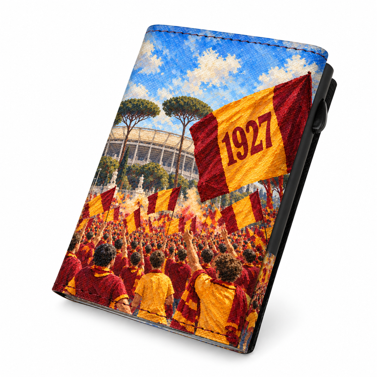 Moero Pro Zip – Roma – Passione Calcio Limited Edition – Portafoglio RFID in Vera Pelle Saffiano con Chiusura Magnetica e Portamonete Zip