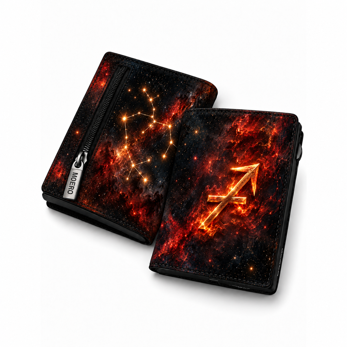Moero Pro – Sagittario – Zodiac Limited Edition – Portafoglio RFID in Vera Pelle Saffiano con Chiusura Magnetica e Portamonete Zip