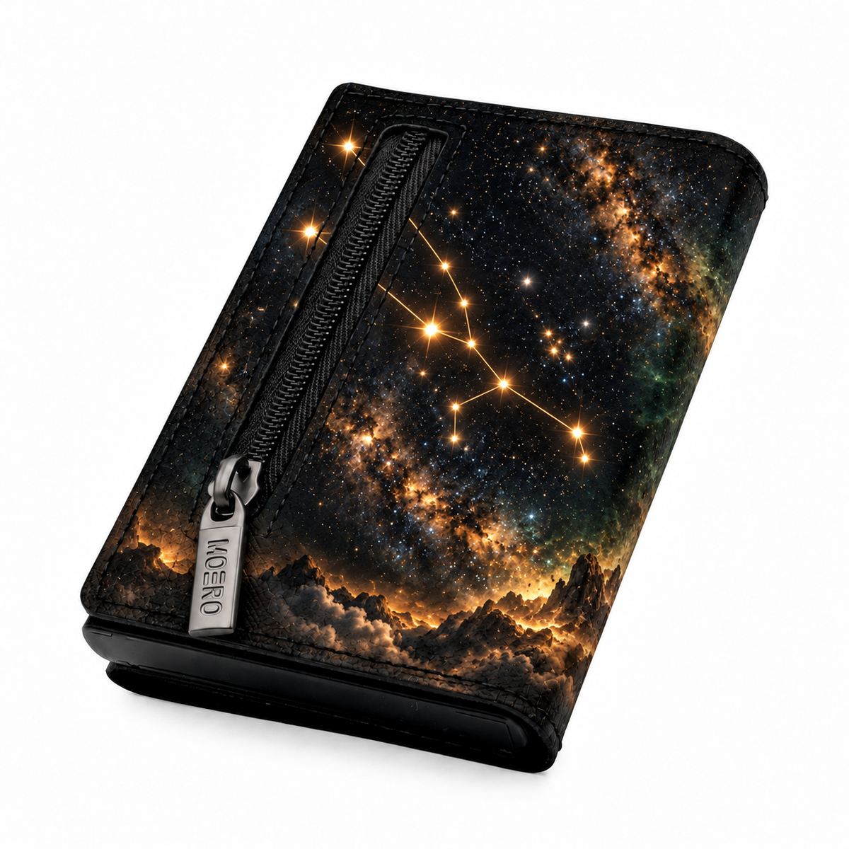 Moero Pro – Toro – Zodiac Limited Edition – Portafoglio RFID in Vera Pelle Saffiano con Chiusura Magnetica e Portamonete Zip