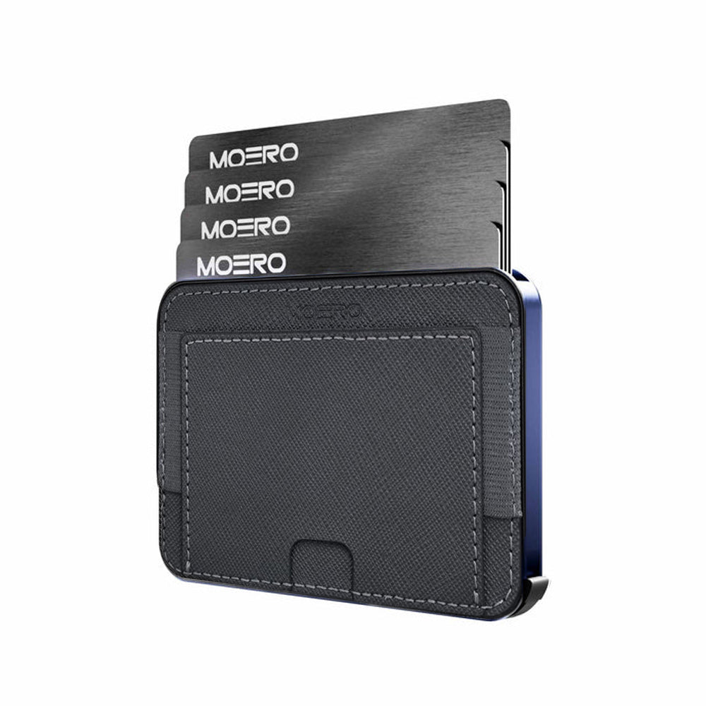 Moero M2 Pro Saffiano Grey MagSafe Wallet – Portafoglio RFID in Alluminio e Vera Pelle Antigraffio