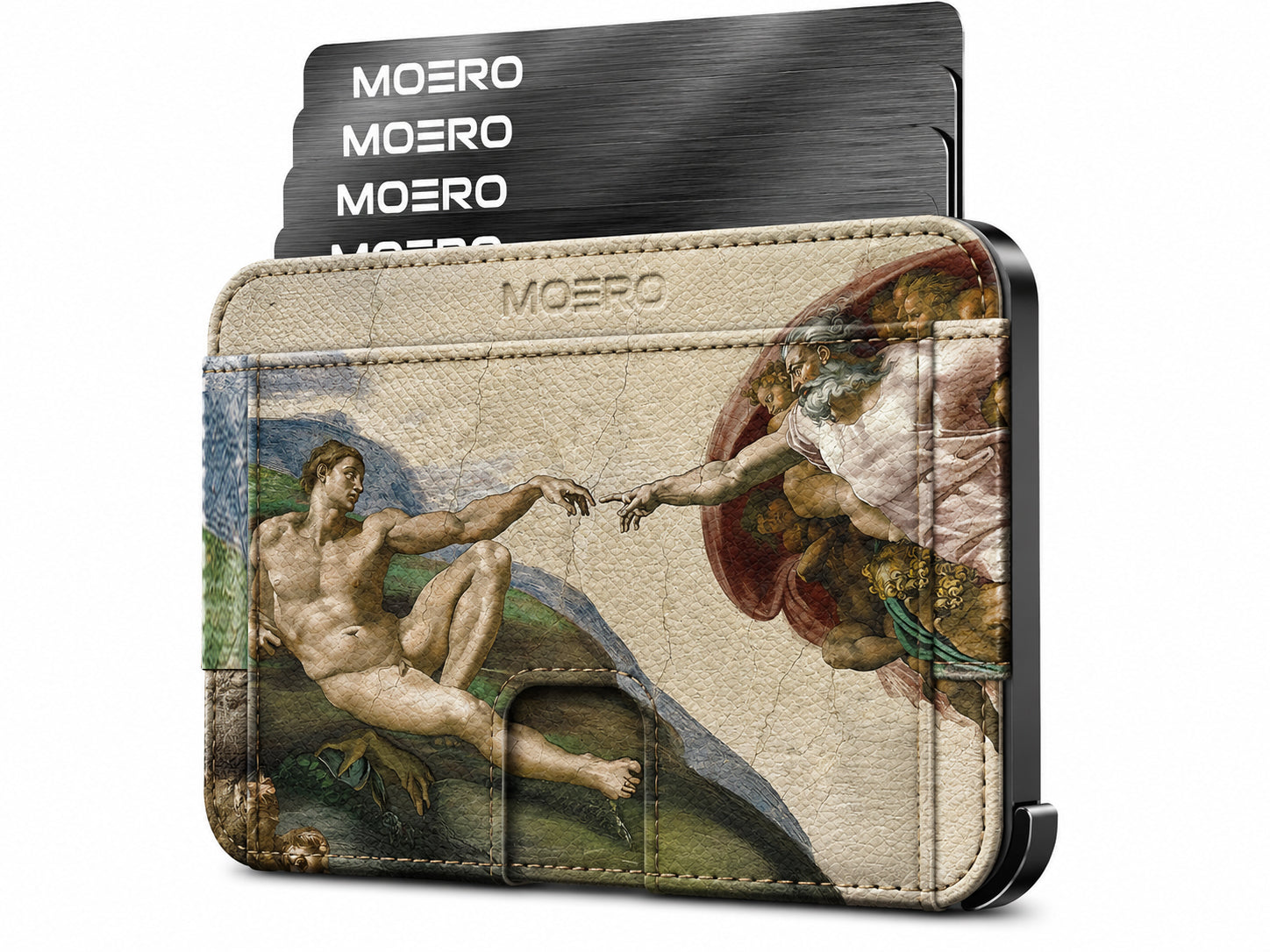 Moero M2 Pro - La creazione di Adamo Limited Edition - MagSafe Wallet – Portafoglio RFID in Alluminio e Vera Pelle Saffiano Antigraffio