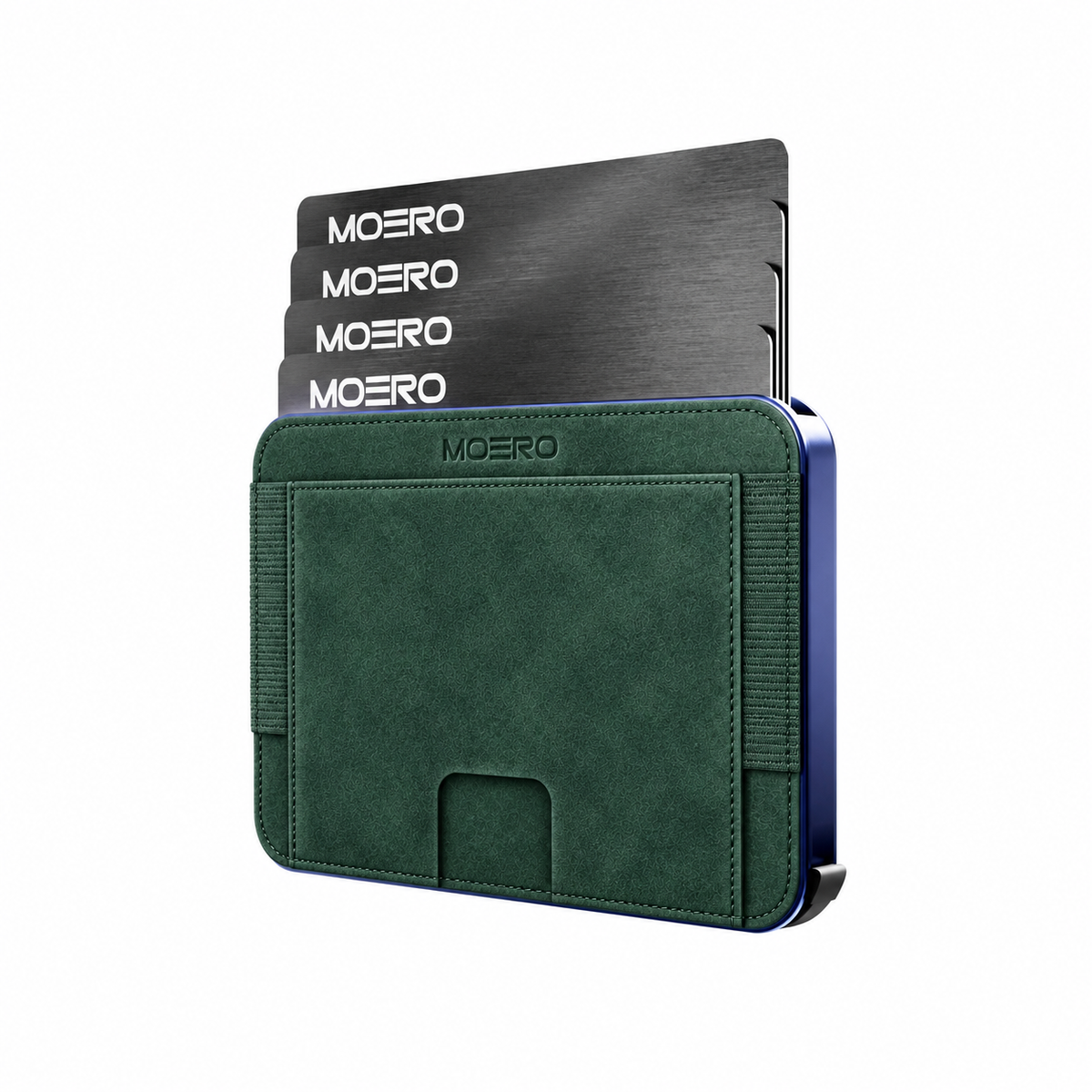 Moero M2 Pro SUPERIOR Verde MagSafe Wallet  – Portafoglio RFID in Alluminio e microfibra scamosciata