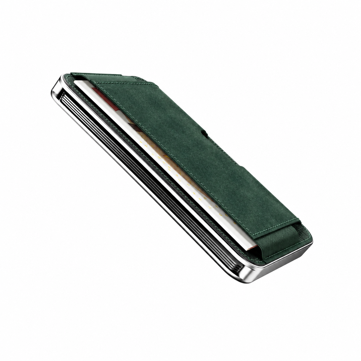 Moero M2 Pro SUPERIOR Verde MagSafe Wallet  – Portafoglio RFID in Alluminio e microfibra scamosciata