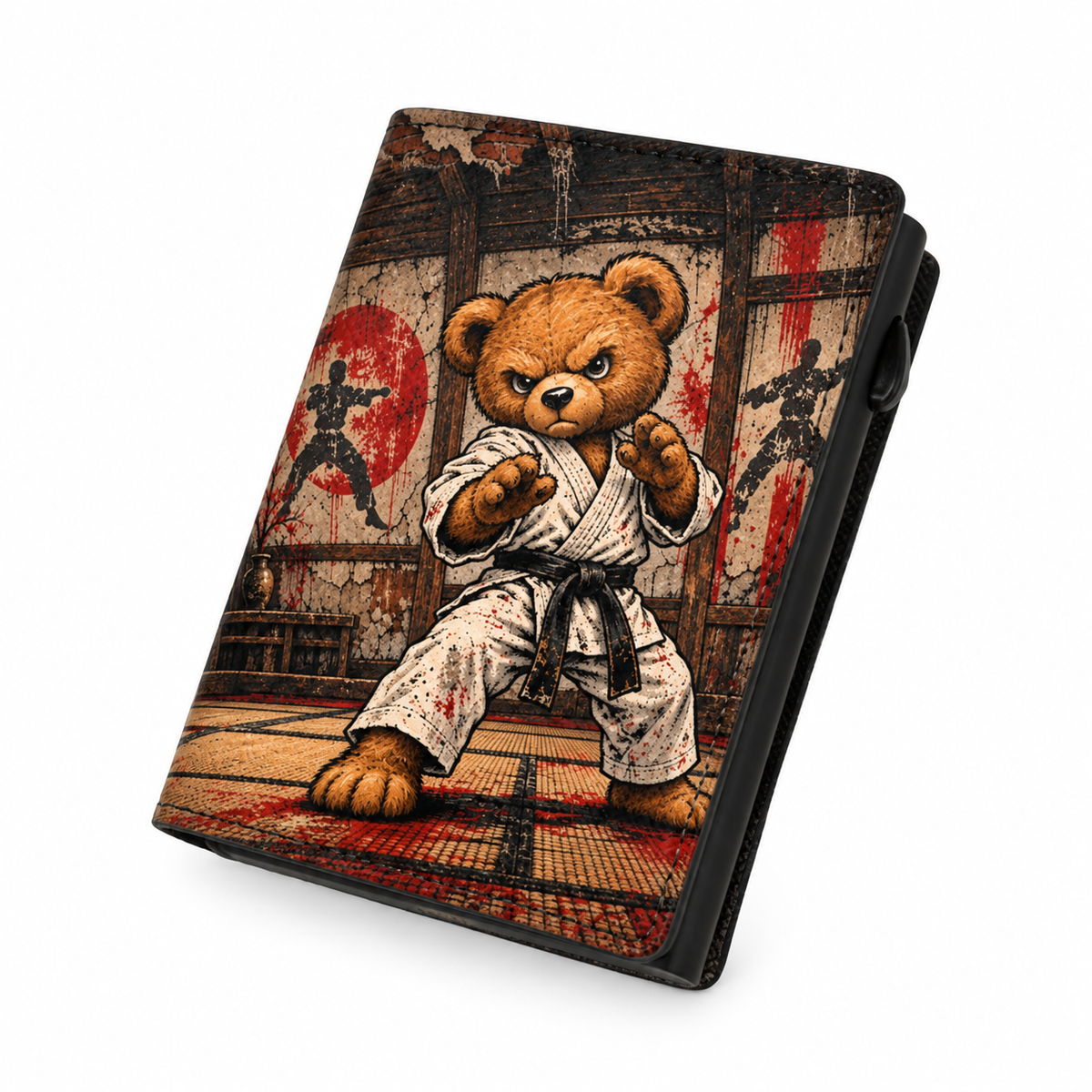 Moero Pro - Teddy Karate - Sport Limited Edition – Portafoglio RFID in Vera Pelle Saffiano con Chiusura Magnetica e Portamonete Zip