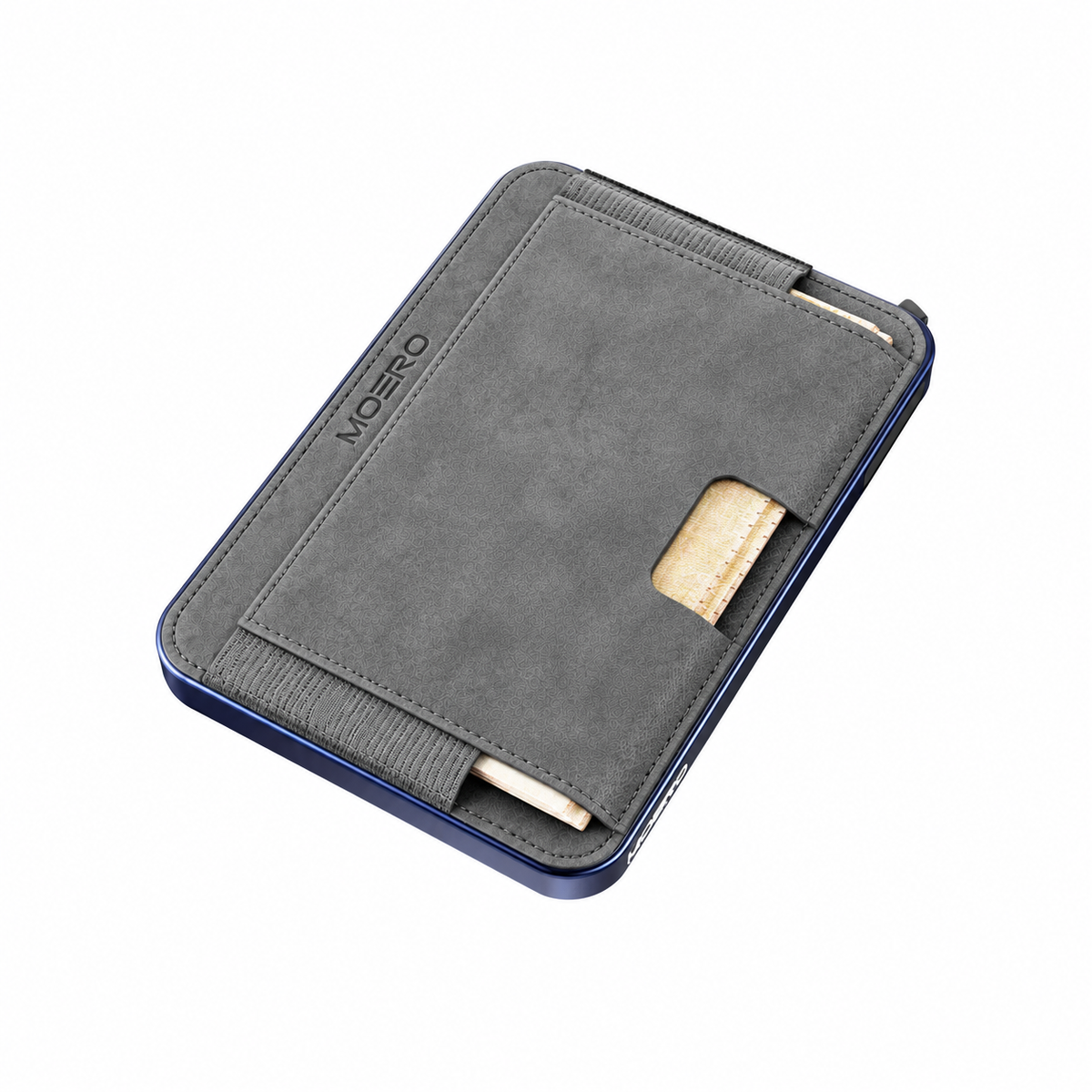 Moero M2 Pro SUPERIOR Grey MagSafe Wallet  – Portafoglio RFID in Alluminio e microfibra scamosciata