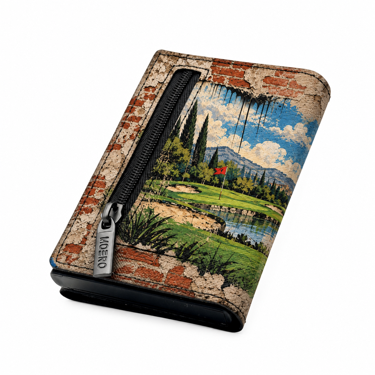 Moero Pro - Teddy Golf - Sport Limited Edition – Portafoglio RFID in Vera Pelle Saffiano con Chiusura Magnetica e Portamonete Zip