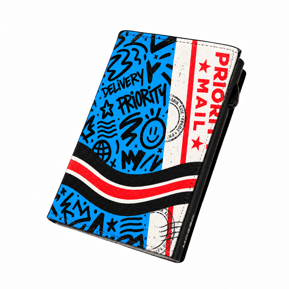 Moero Pro Zip – Priority Blue – Underground Limited Edition – Portafoglio RFID in Vera Pelle Saffiano con Chiusura Magnetica e Portamonete Zip
