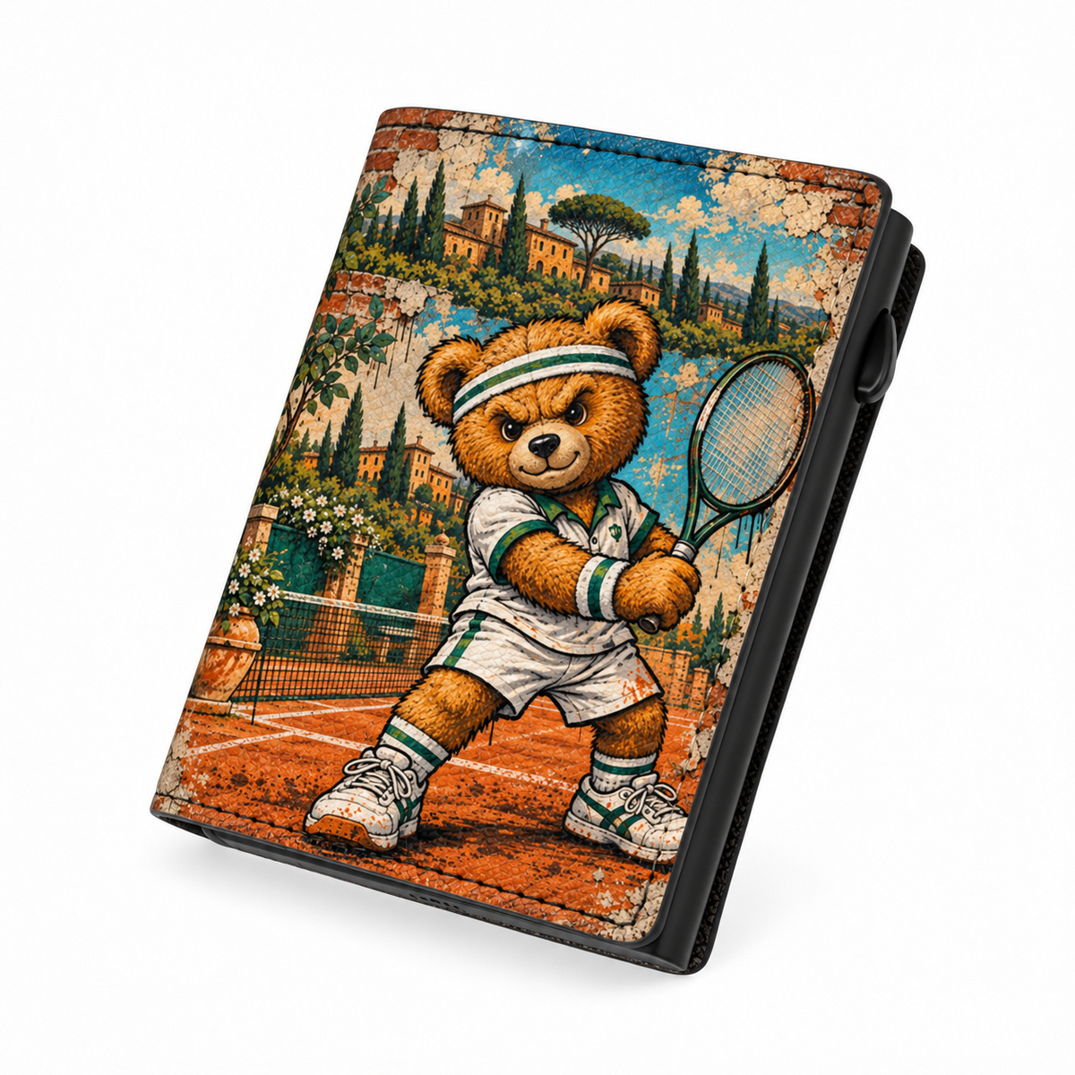 Moero Pro - Teddy Tennis - Sport Limited Edition – Portafoglio RFID in Vera Pelle Saffiano con Chiusura Magnetica e Portamonete Zip
