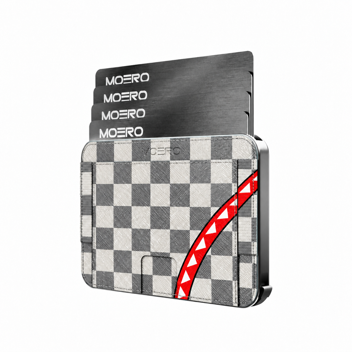 Moero M2 Pro - Check Bite Grey - Limited Edition - MagSafe Wallet  – Portafoglio RFID in Alluminio e Vera Pelle Saffiano Antigraffio