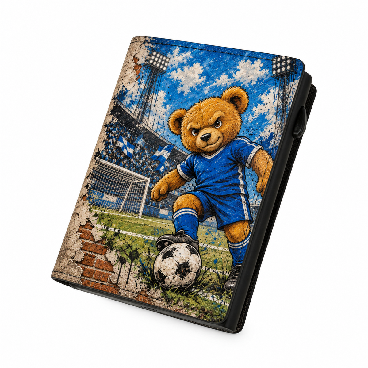 Moero Pro - Teddy Calcio - Sport Limited Edition – Portafoglio RFID in Vera Pelle Saffiano con Chiusura Magnetica e Portamonete Zip