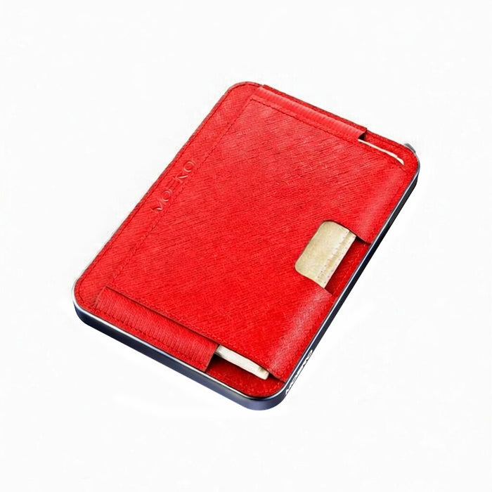 Moero M2 Pro Saffiano Red MagSafe Wallet  – Portafoglio RFID in Alluminio e Vera Pelle Antigraffio