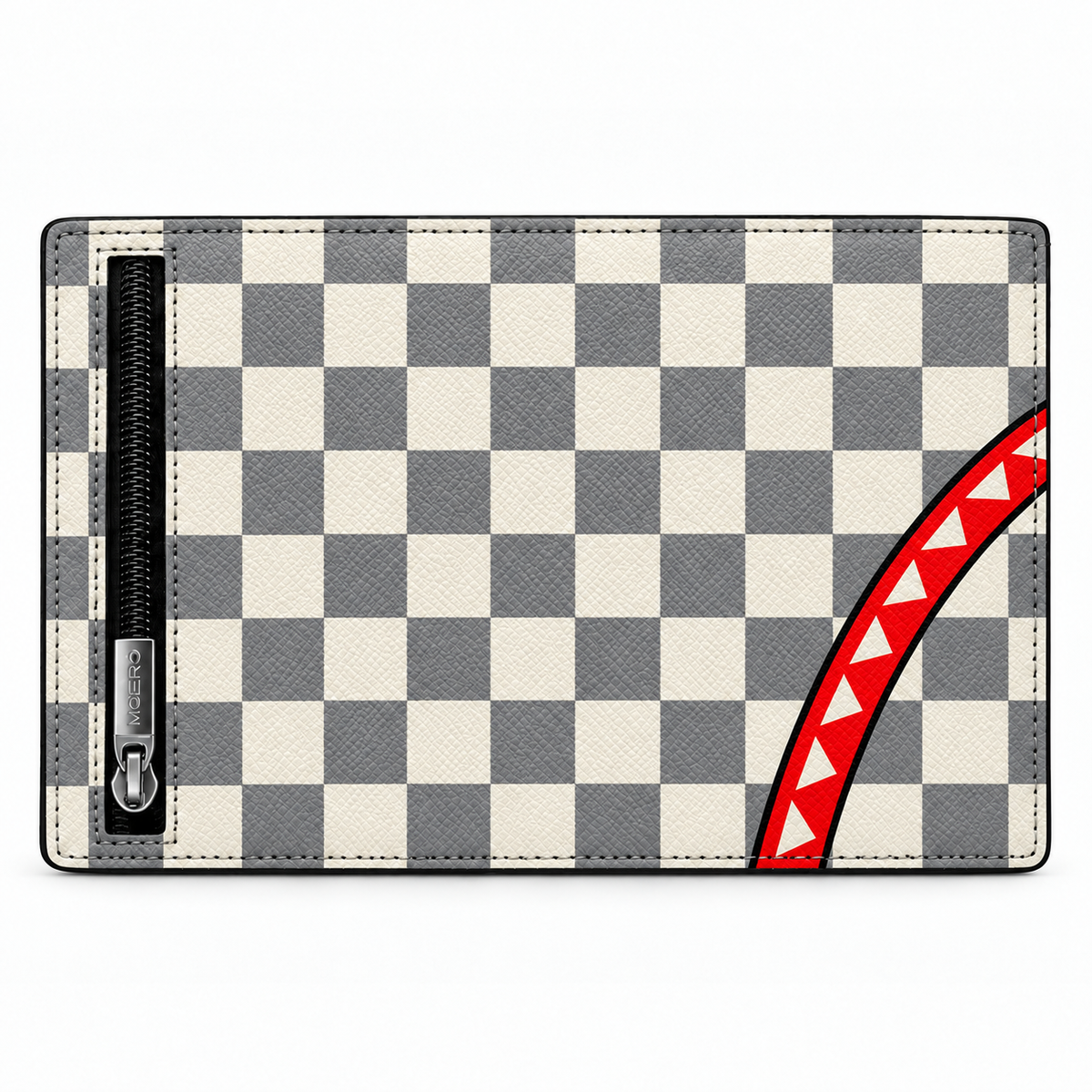 Moero Pro Zip – Check Bite Grey – Underground Limited Edition – Portafoglio RFID in Vera Pelle Saffiano con Chiusura Magnetica e Portamonete Zip - portacarte grey