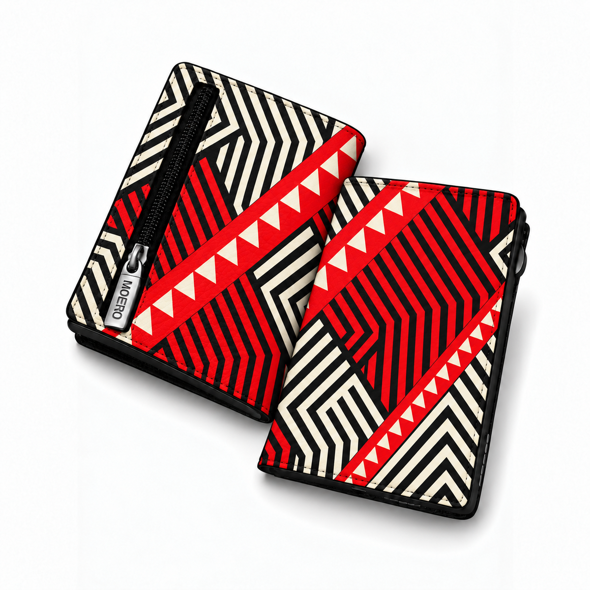 Moero Pro Zip – Optical Rush – Underground Limited Edition – Portafoglio RFID in Vera Pelle Saffiano con Chiusura Magnetica e Portamonete Zip