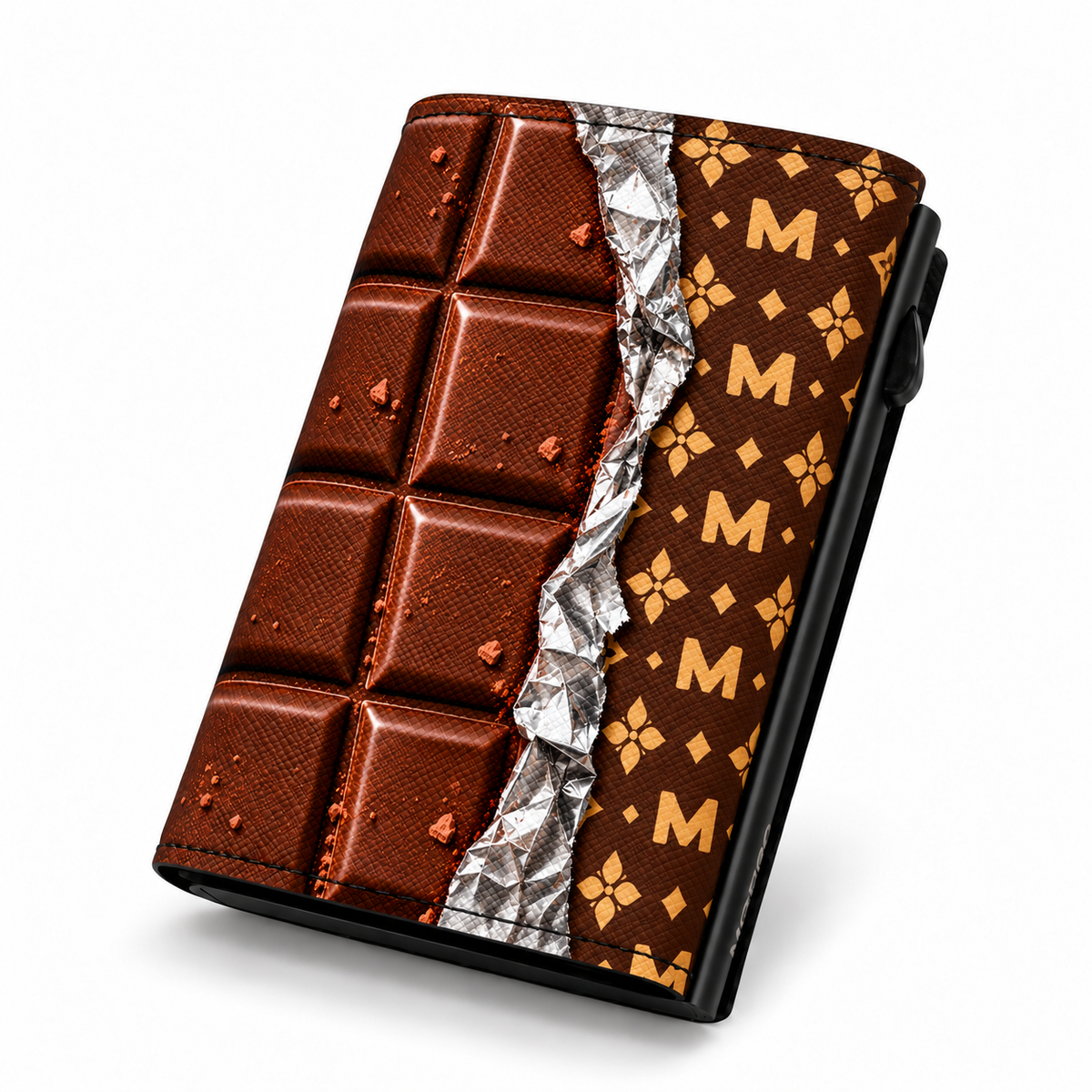 Moero Pro Zip – Choco Monogram – Limited Edition – Portafoglio RFID in Vera Pelle Saffiano con Chiusura Magnetica e Portamonete Zip - portacarte gold