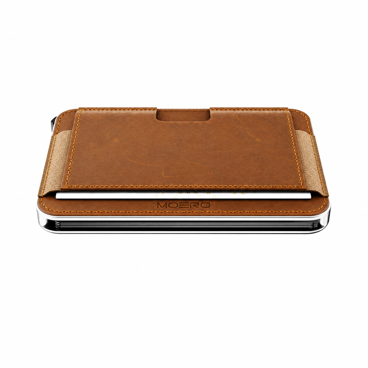 Moero M2 Pro Crazy Horse Nocciola MagSafe Wallet  – Portafoglio RFID in Alluminio e Vera Pelle