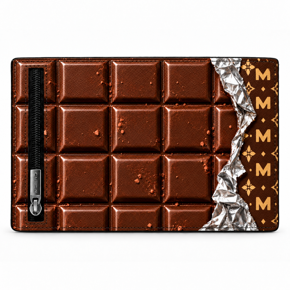 Moero Pro Zip – Choco Monogram – Limited Edition – Portafoglio RFID in Vera Pelle Saffiano con Chiusura Magnetica e Portamonete Zip - portacarte gold
