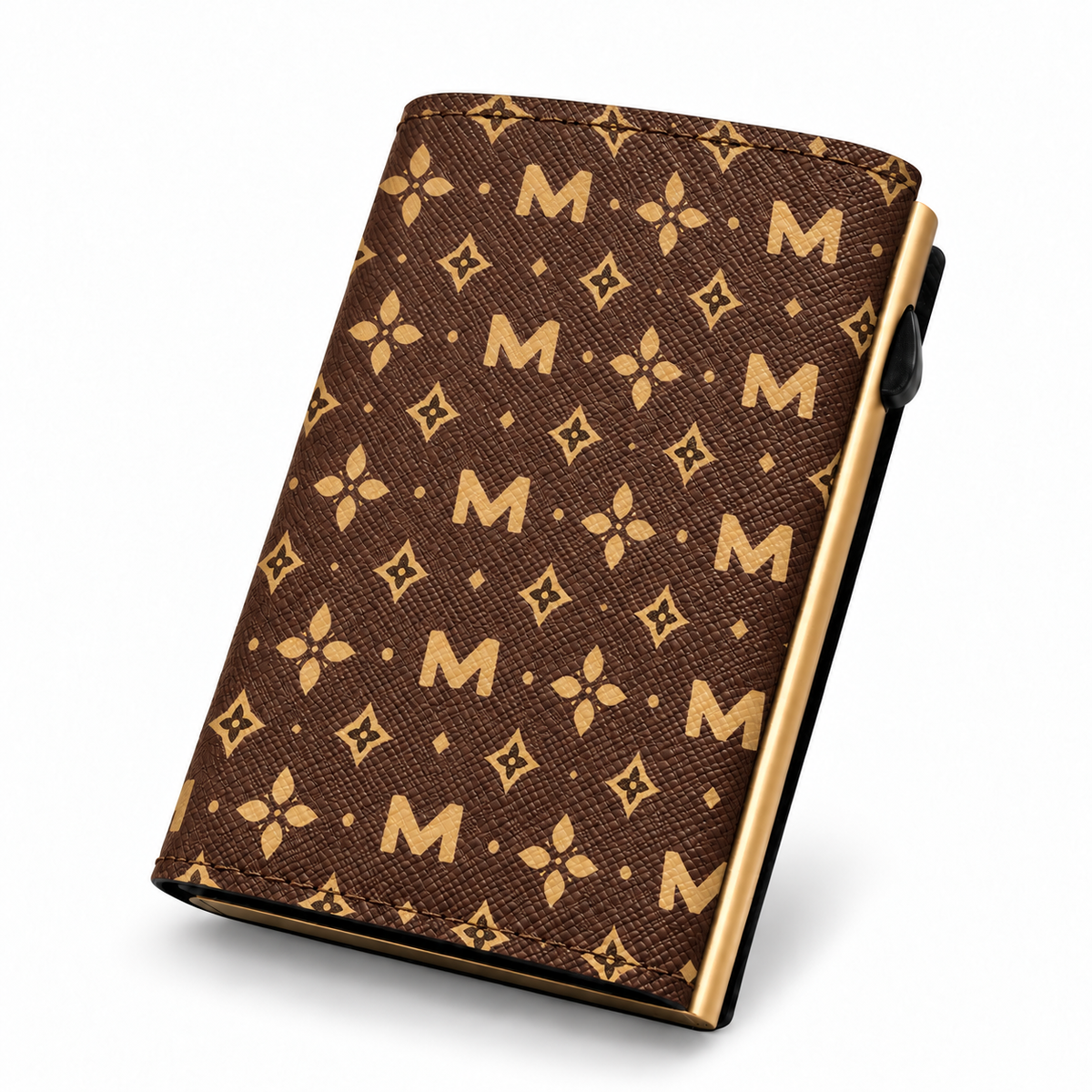 Moero Pro Zip – Monogram Brown – Limited Edition – Portafoglio RFID in Vera Pelle Saffiano con Chiusura Magnetica e Portamonete Zip - portacarte gold