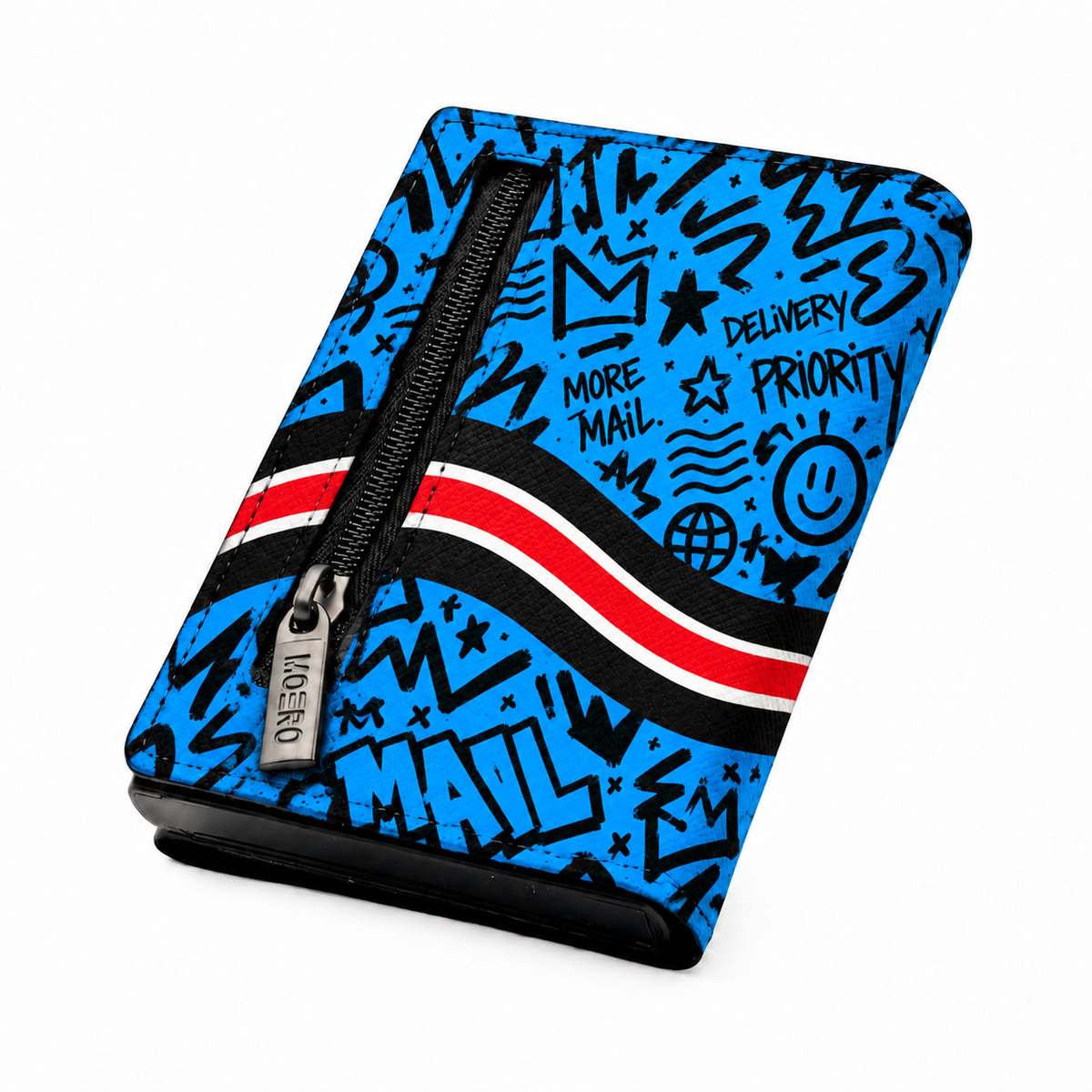 Moero Pro Zip – Priority Blue – Underground Limited Edition – Portafoglio RFID in Vera Pelle Saffiano con Chiusura Magnetica e Portamonete Zip