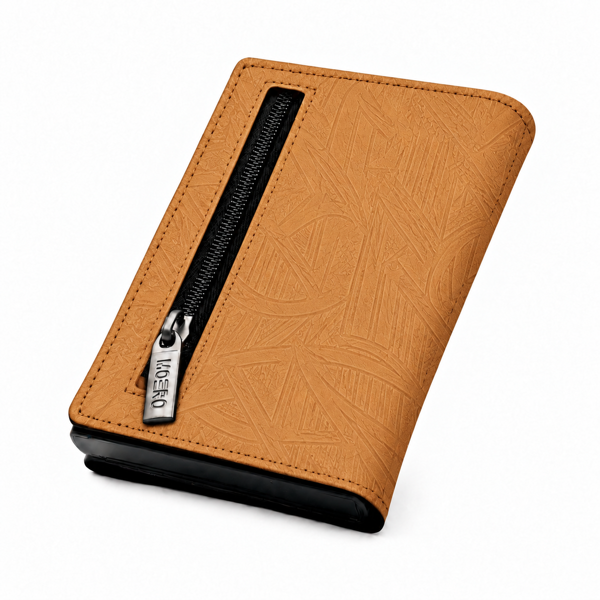 Moero Pro Zip – Caramel Drip – Underground Limited Edition – Portafoglio RFID in Vera Pelle Saffiano con Chiusura Magnetica e Portamonete Zip