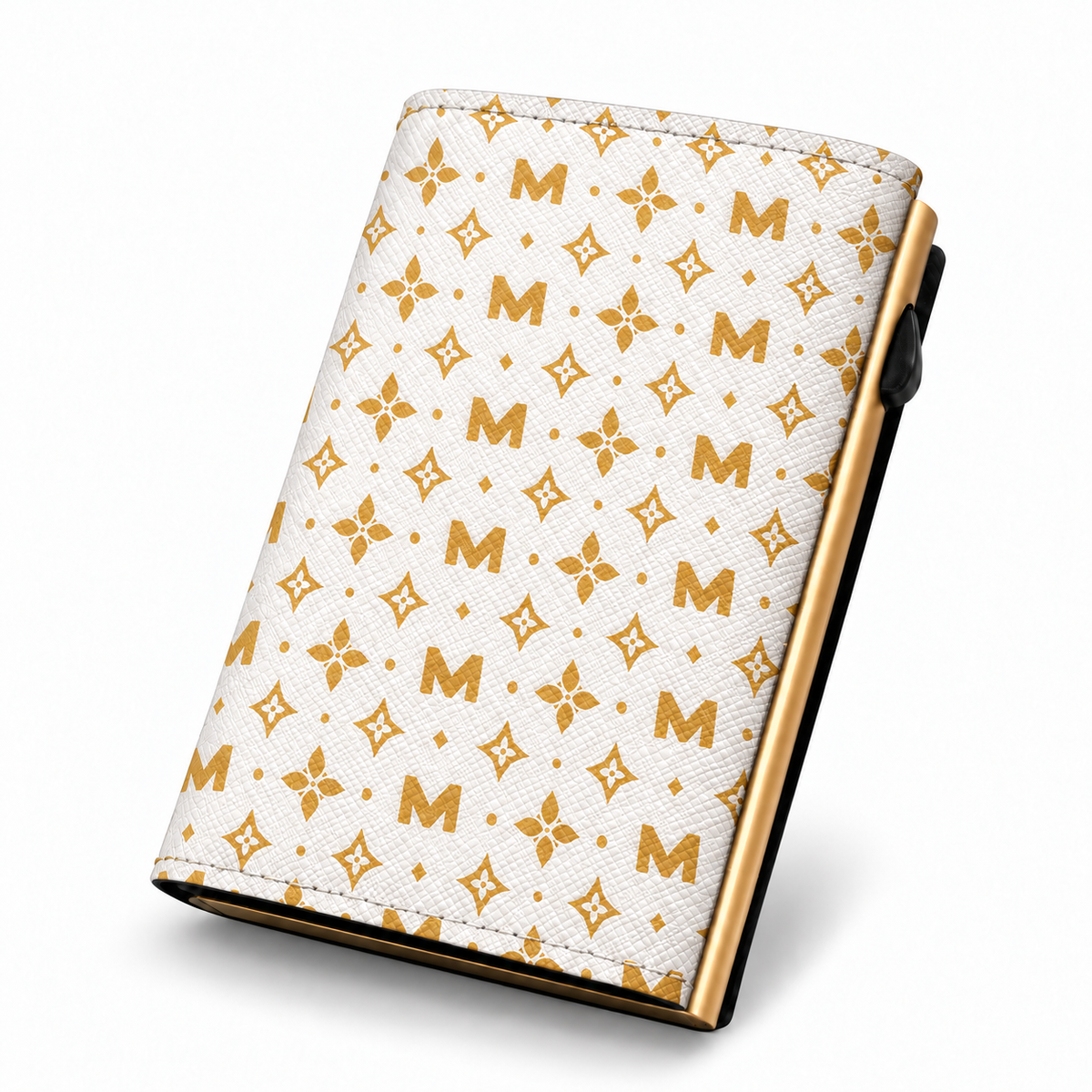 Moero Pro Zip – Monogram Gold – Limited Edition – Portafoglio RFID in Vera Pelle Saffiano con Chiusura Magnetica e Portamonete Zip - portacarte gold