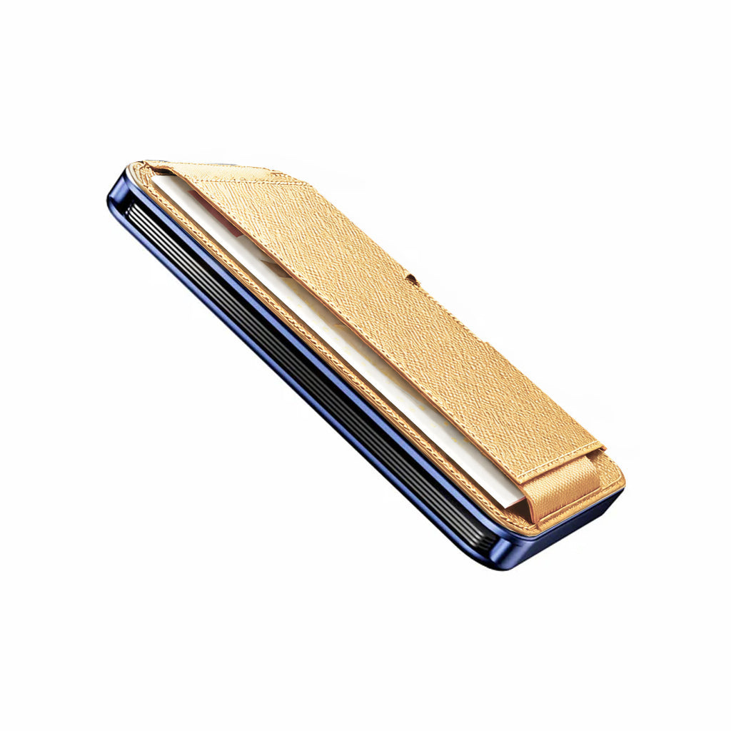 Moero M2 Pro Saffiano Gold MagSafe Wallet  – Portafoglio RFID in Alluminio e Vera Pelle Antigraffio