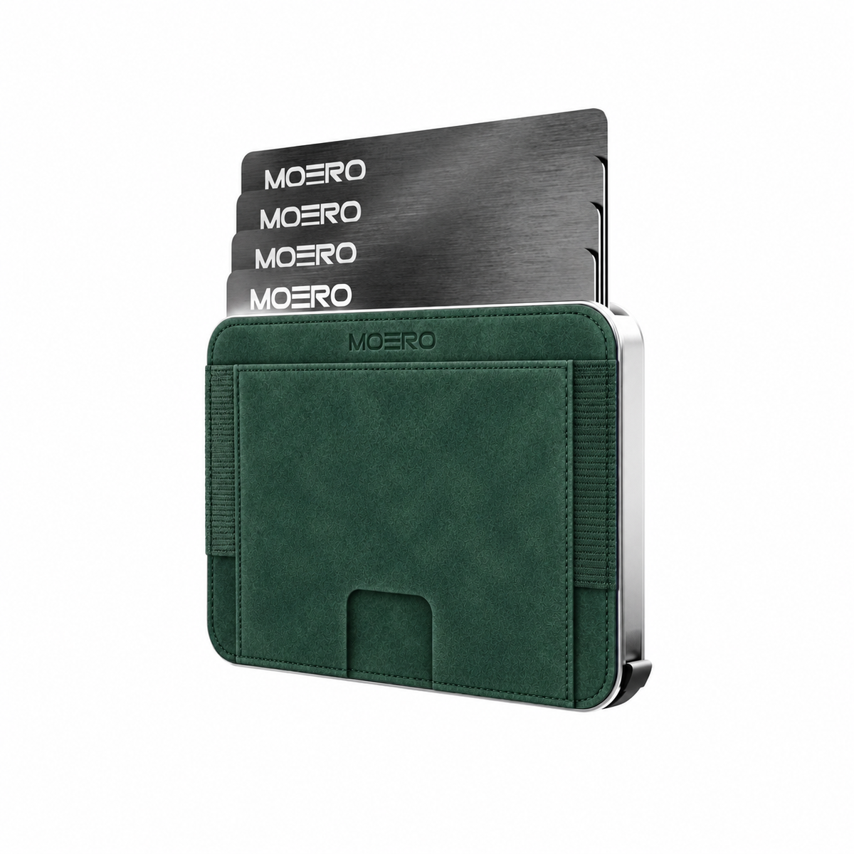 Moero M2 Pro SUPERIOR Verde MagSafe Wallet  – Portafoglio RFID in Alluminio e microfibra scamosciata