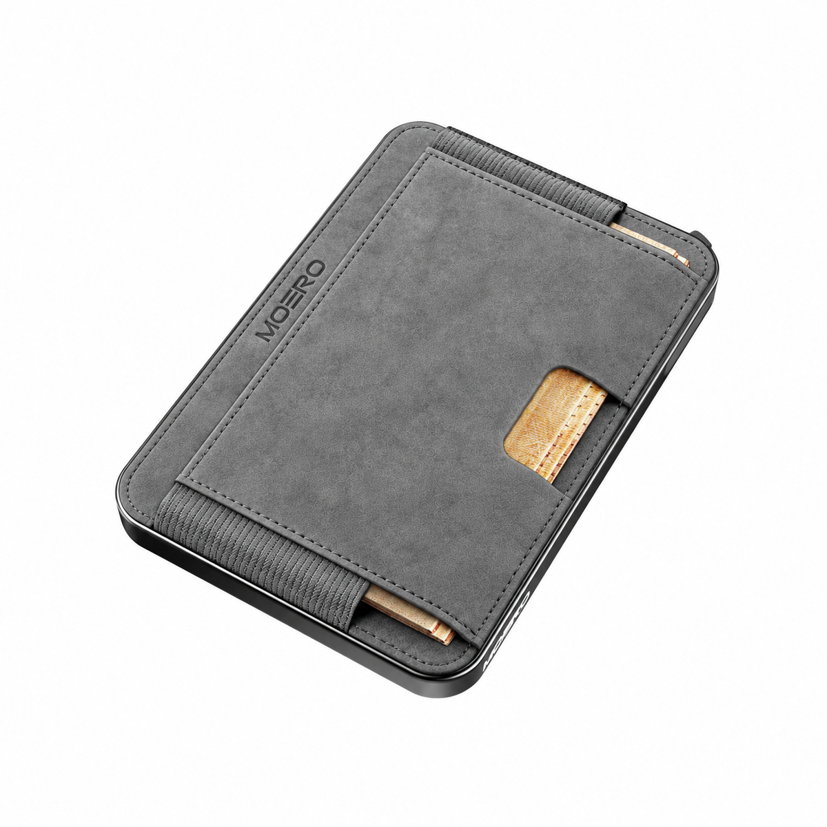 Moero M2 Pro SUPERIOR Grey MagSafe Wallet  – Portafoglio RFID in Alluminio e microfibra scamosciata