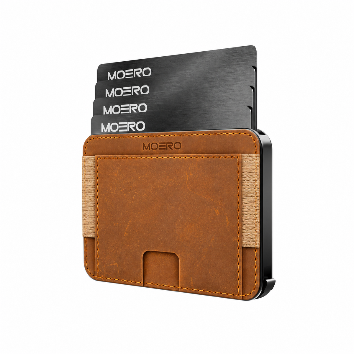 Moero M2 Pro Crazy Horse Nocciola MagSafe Wallet  – Portafoglio RFID in Alluminio e Vera Pelle