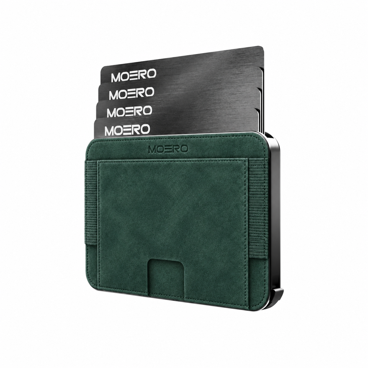 Moero M2 Pro SUPERIOR Verde MagSafe Wallet  – Portafoglio RFID in Alluminio e microfibra scamosciata