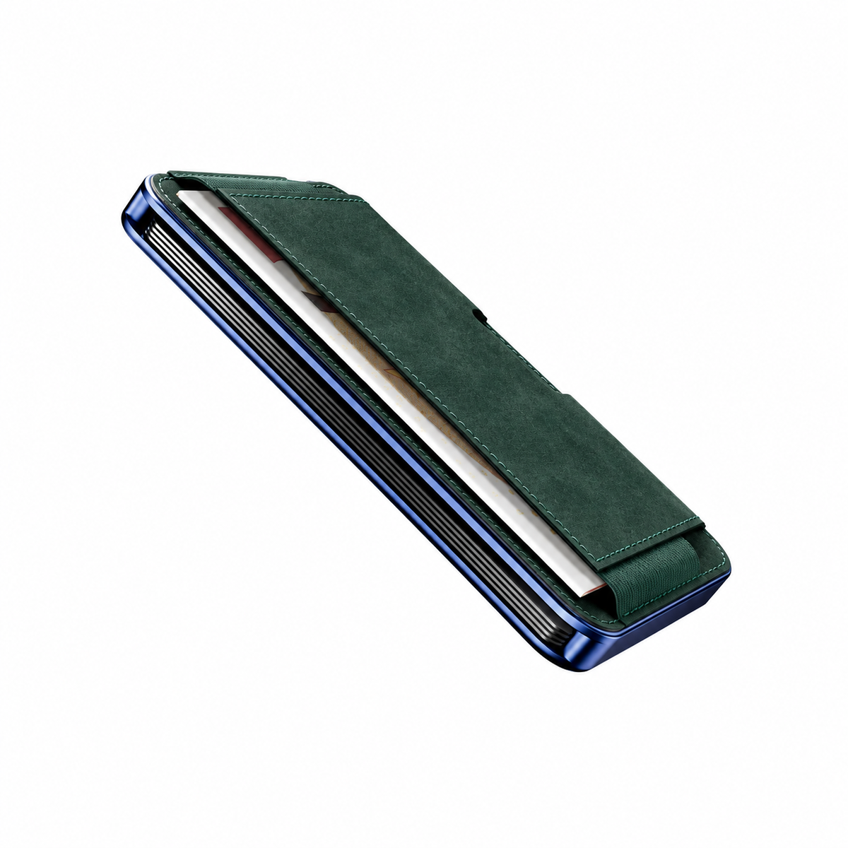 Moero M2 Pro SUPERIOR Verde MagSafe Wallet  – Portafoglio RFID in Alluminio e microfibra scamosciata