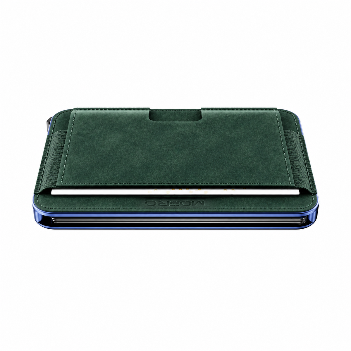 Moero M2 Pro SUPERIOR Verde MagSafe Wallet  – Portafoglio RFID in Alluminio e microfibra scamosciata