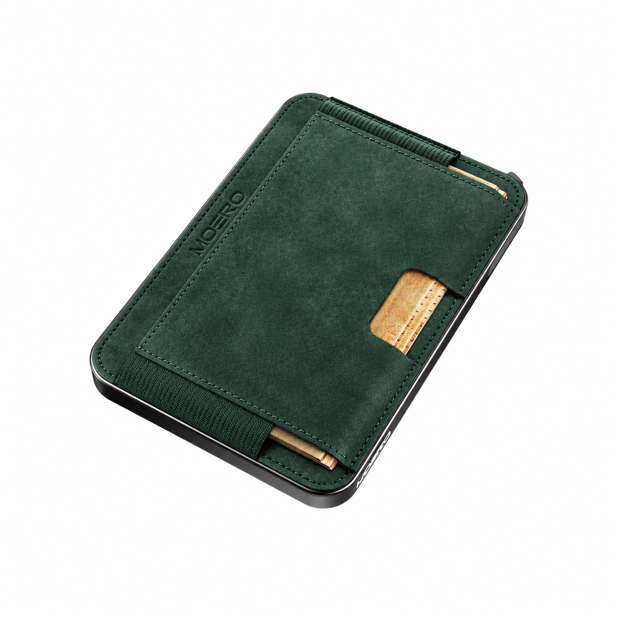 Moero M2 Pro SUPERIOR Verde MagSafe Wallet  – Portafoglio RFID in Alluminio e microfibra scamosciata