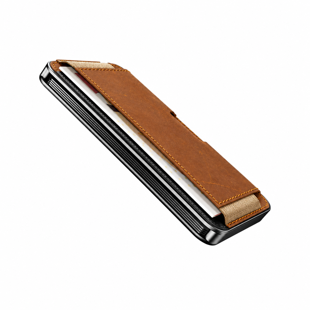 Moero M2 Pro Crazy Horse Nocciola MagSafe Wallet  – Portafoglio RFID in Alluminio e Vera Pelle