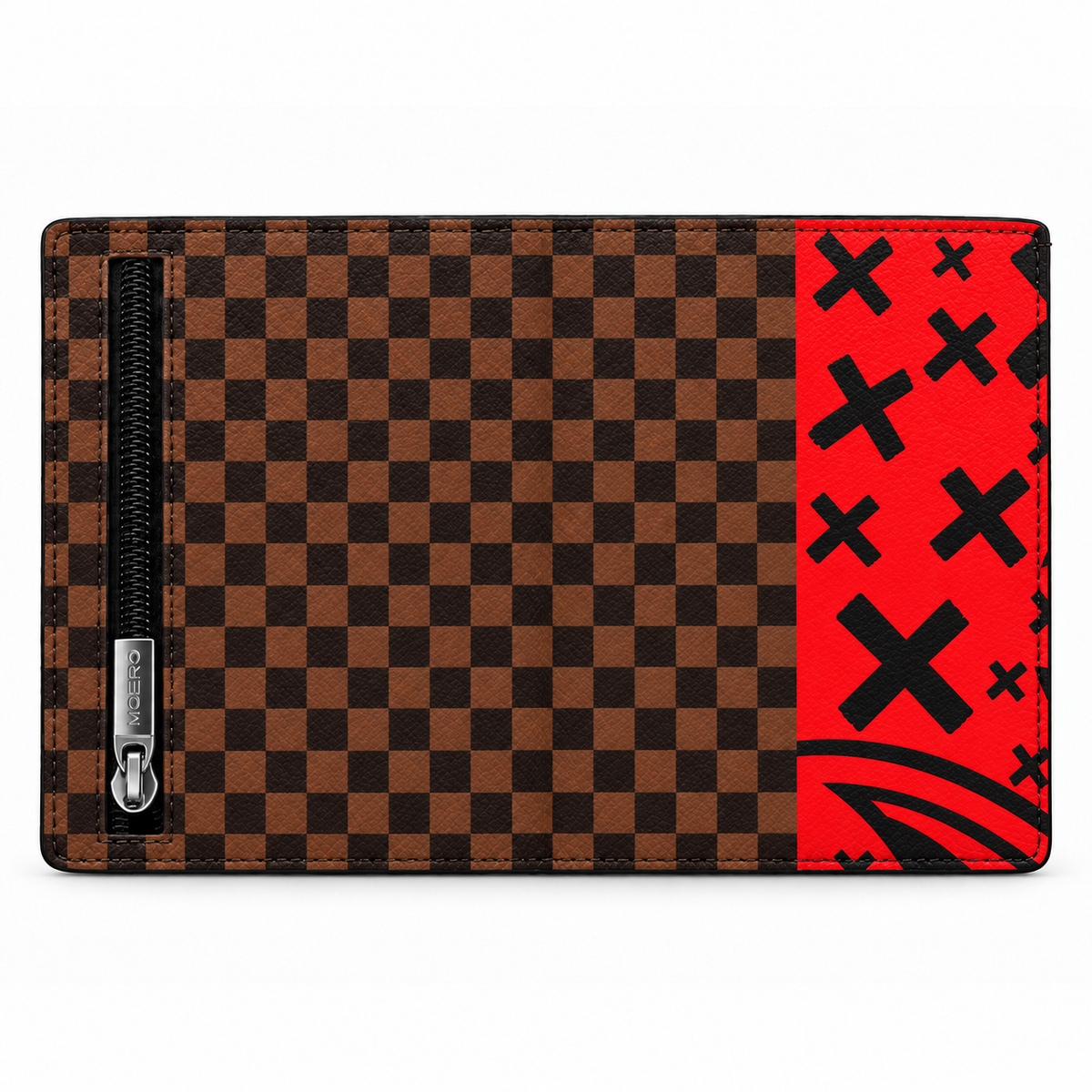 Moero Pro Zip – Red X – Underground Limited Edition – Portafoglio RFID in Vera Pelle Saffiano con Chiusura Magnetica e Portamonete Zip
