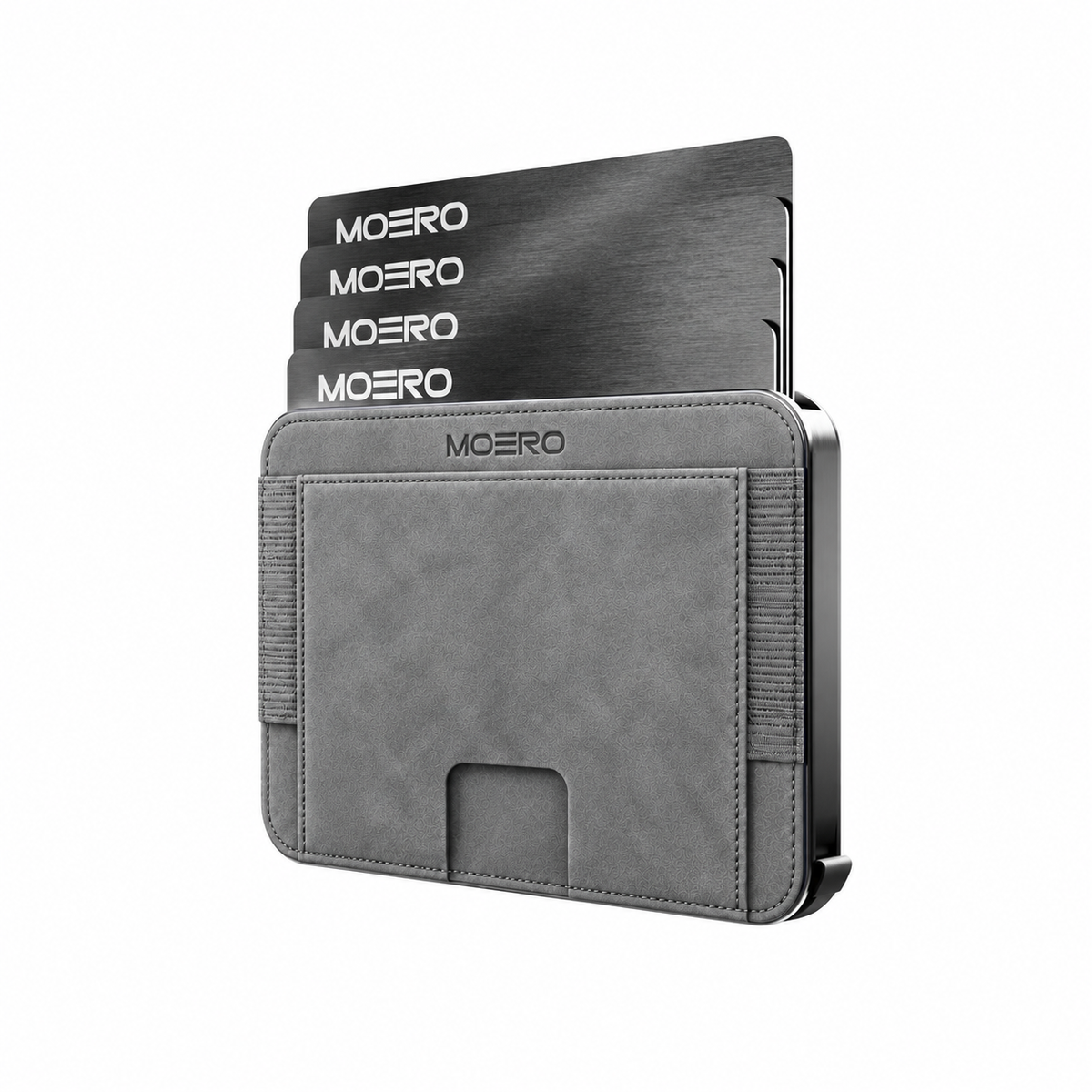 Moero M2 Pro SUPERIOR Grey MagSafe Wallet  – Portafoglio RFID in Alluminio e microfibra scamosciata