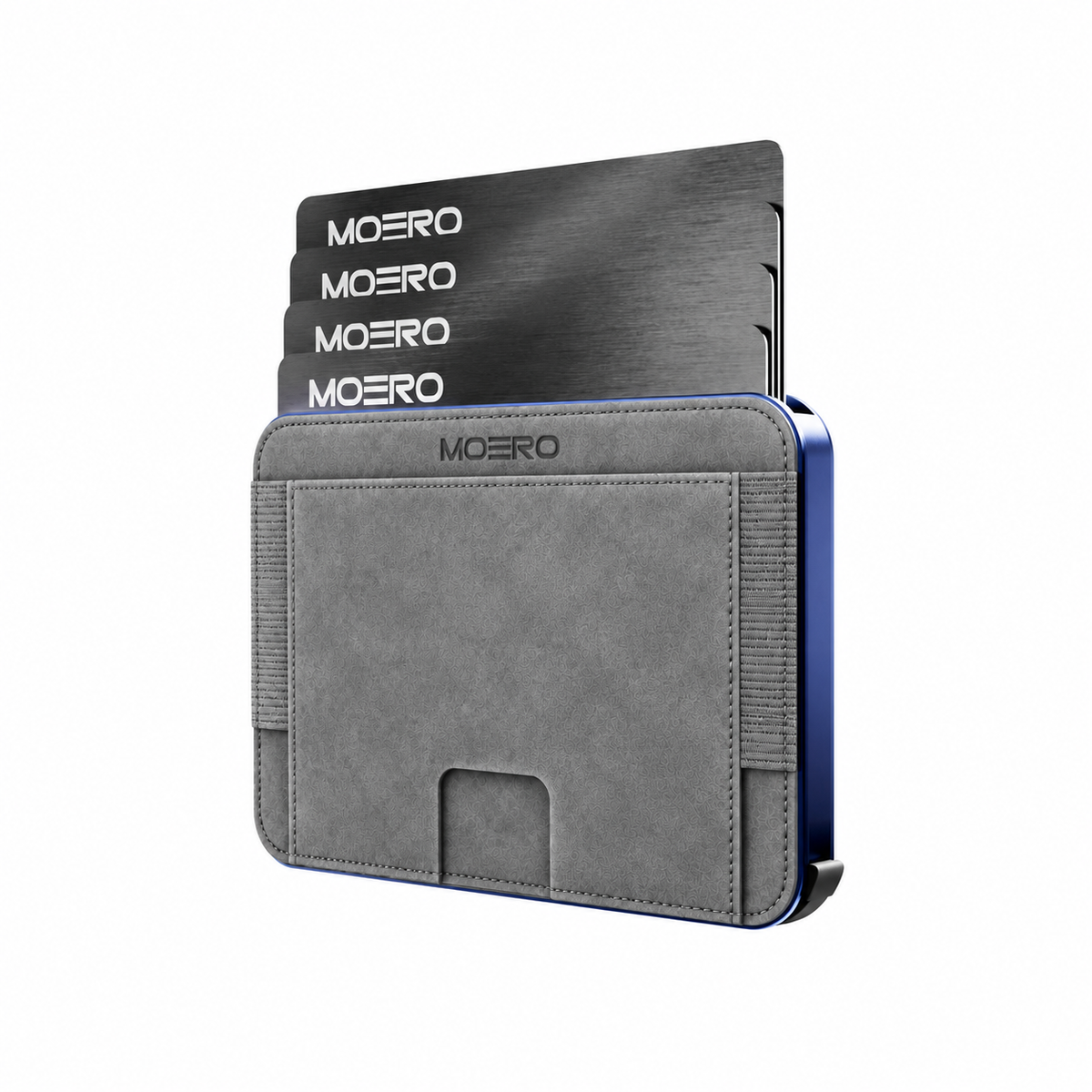 Moero M2 Pro SUPERIOR Grey MagSafe Wallet  – Portafoglio RFID in Alluminio e microfibra scamosciata